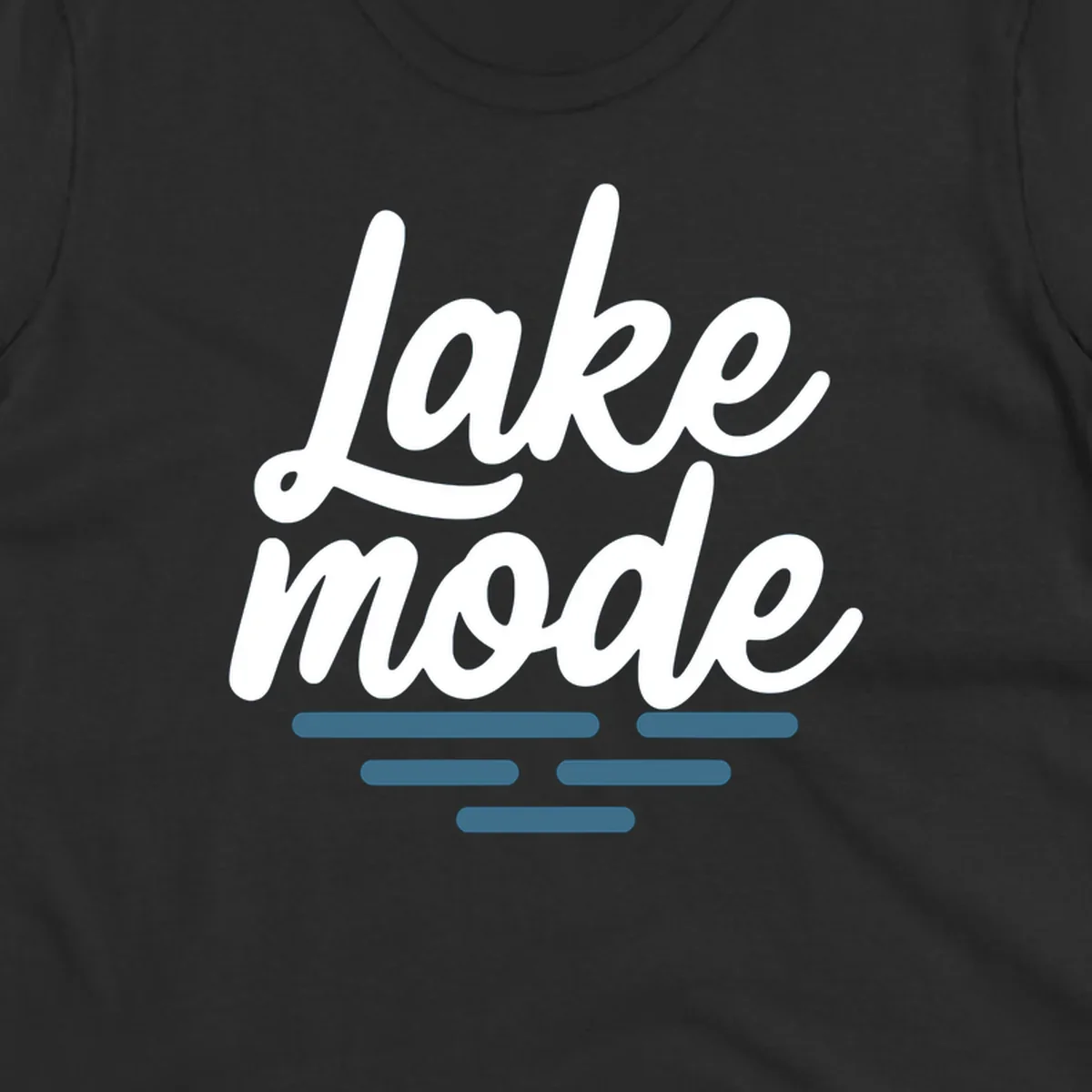 Lake mode typography with blue water waves