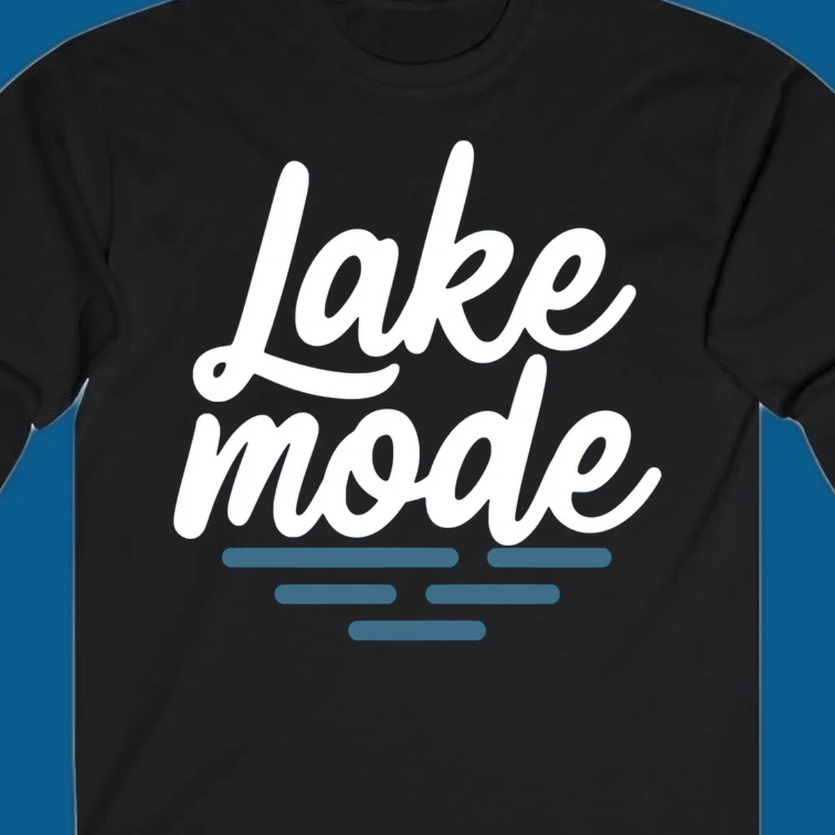 Lake mode typography with blue water waves