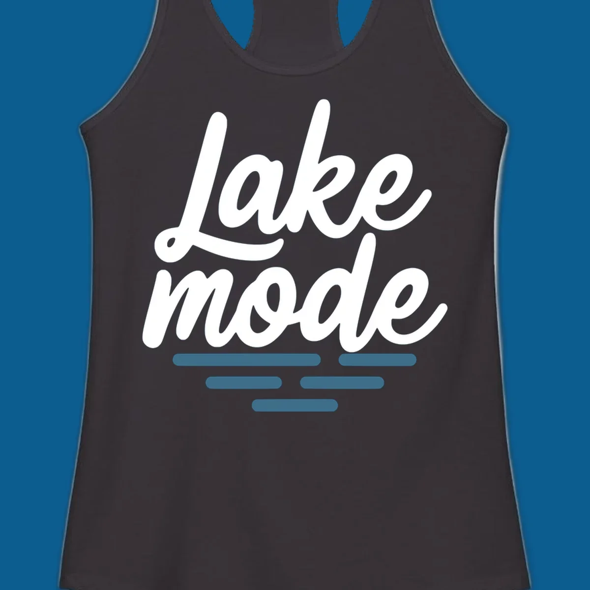 Lake mode typography with blue water waves