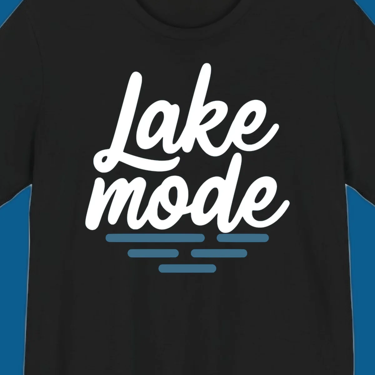 Lake mode typography with blue water waves