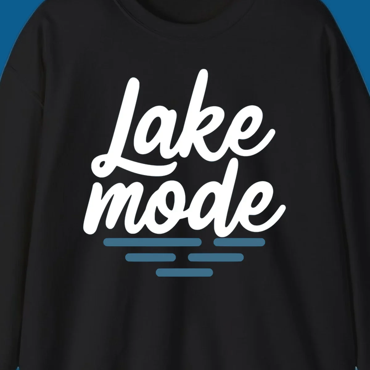 Lake mode typography with blue water waves