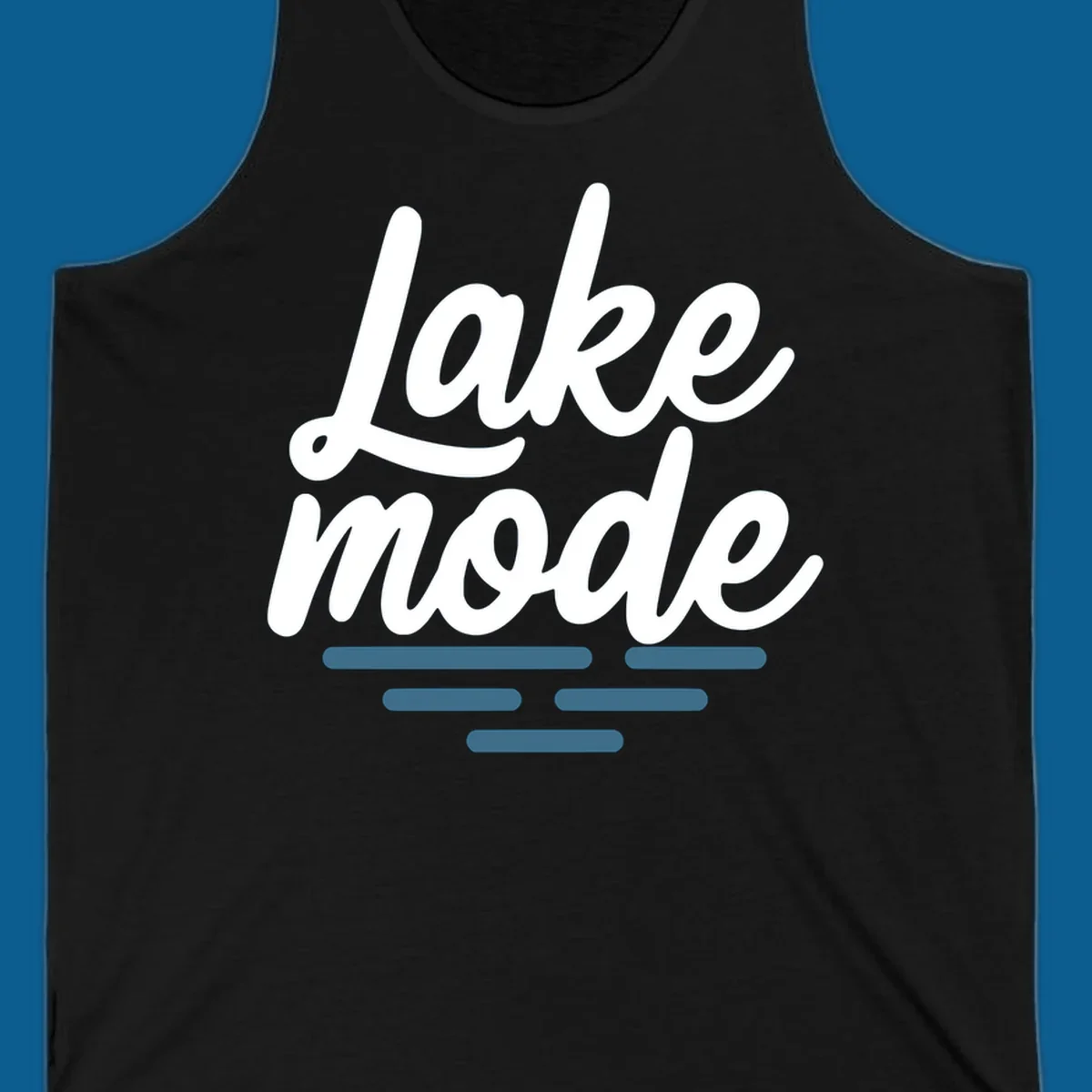 Lake mode typography with blue water waves