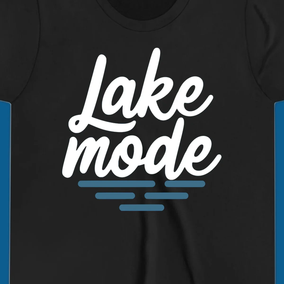 Lake mode typography with blue water waves
