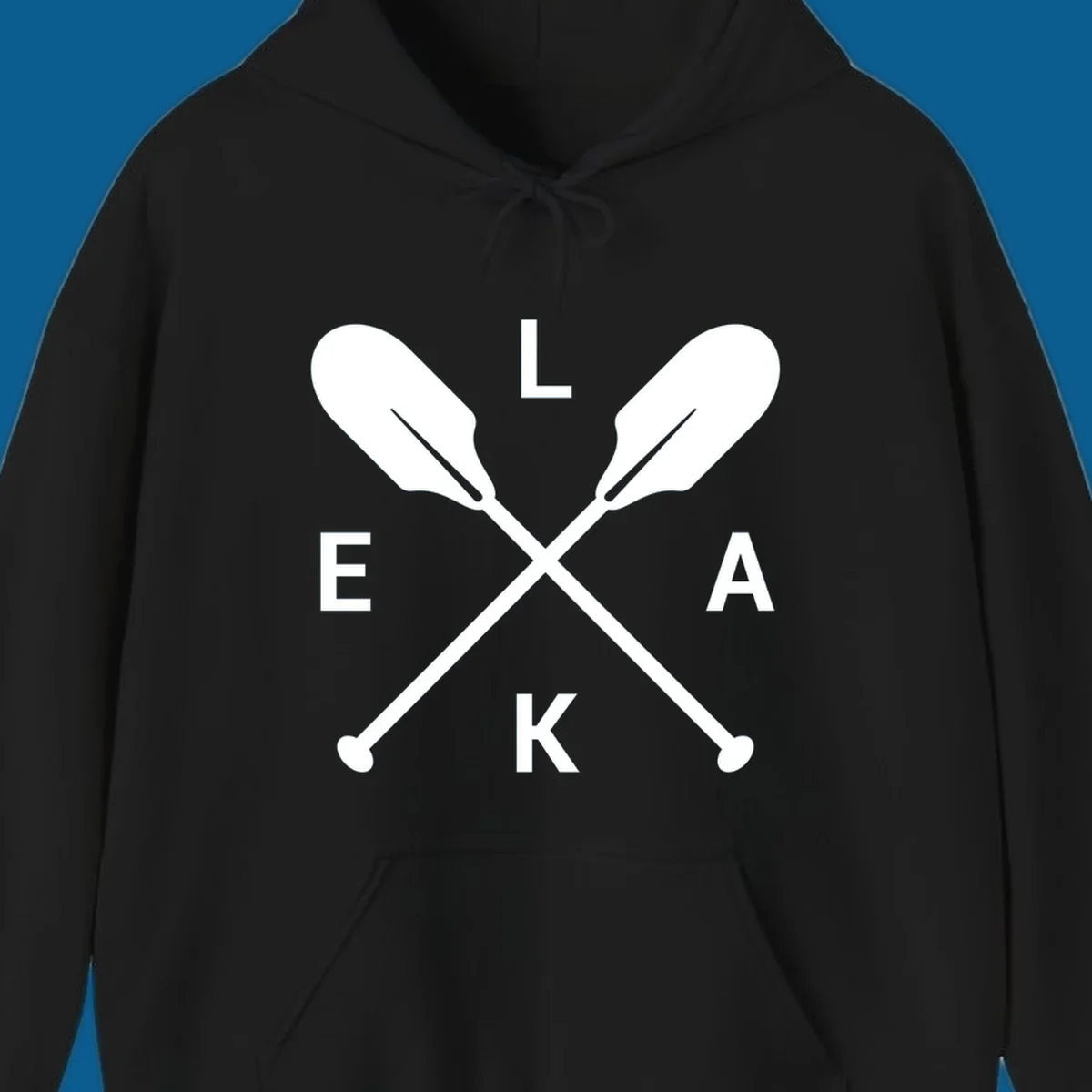 Lake life emblem with crossed oars and letters L E K A.