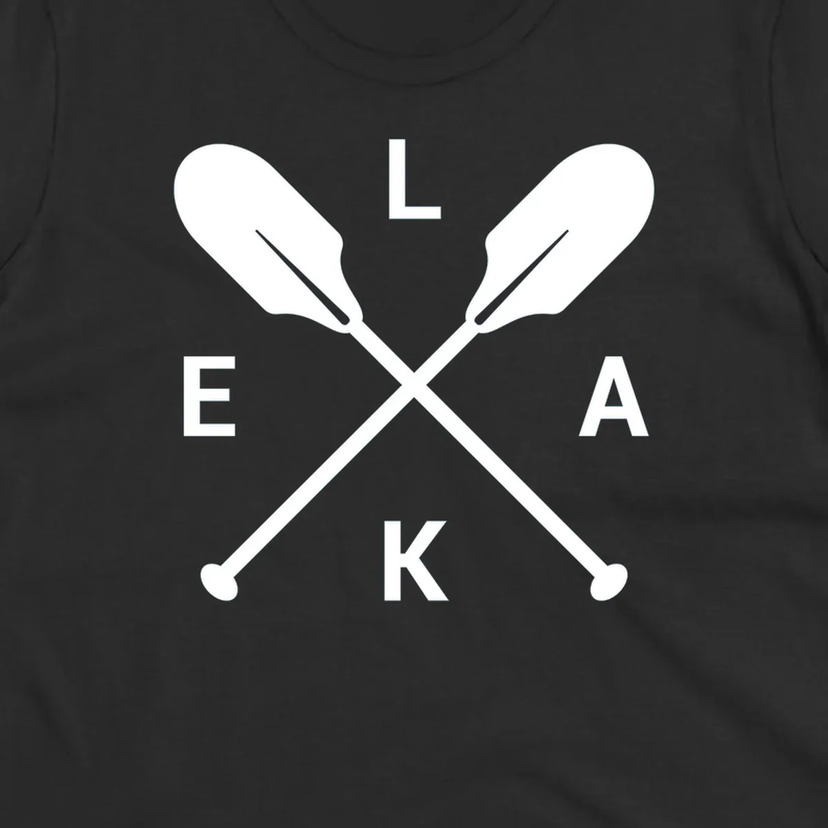 Lake life emblem with crossed oars and letters L E K A.