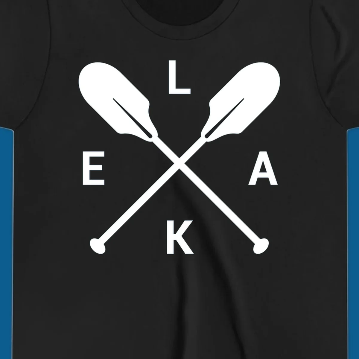 Lake life emblem with crossed oars and letters L E K A.
