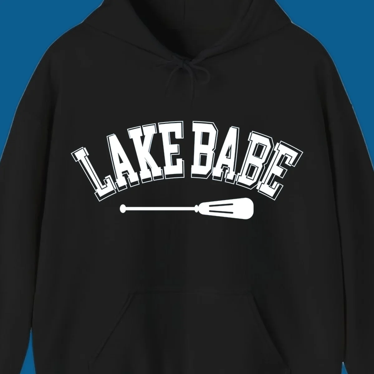 Arched text 'LAKE BABE' with an oar illustration below, representing lake-babe-style.