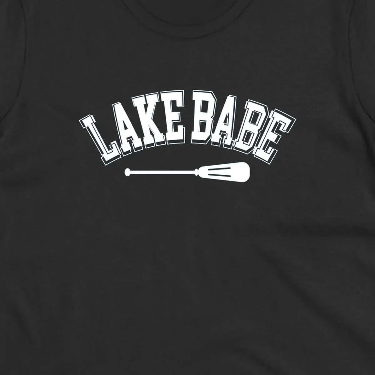 Arched text 'LAKE BABE' with an oar illustration below, representing lake-babe-style.