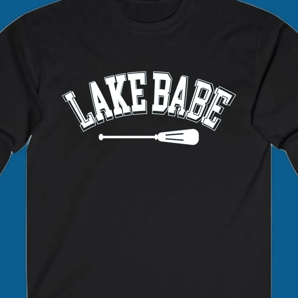 Arched text 'LAKE BABE' with an oar illustration below, representing lake-babe-style.