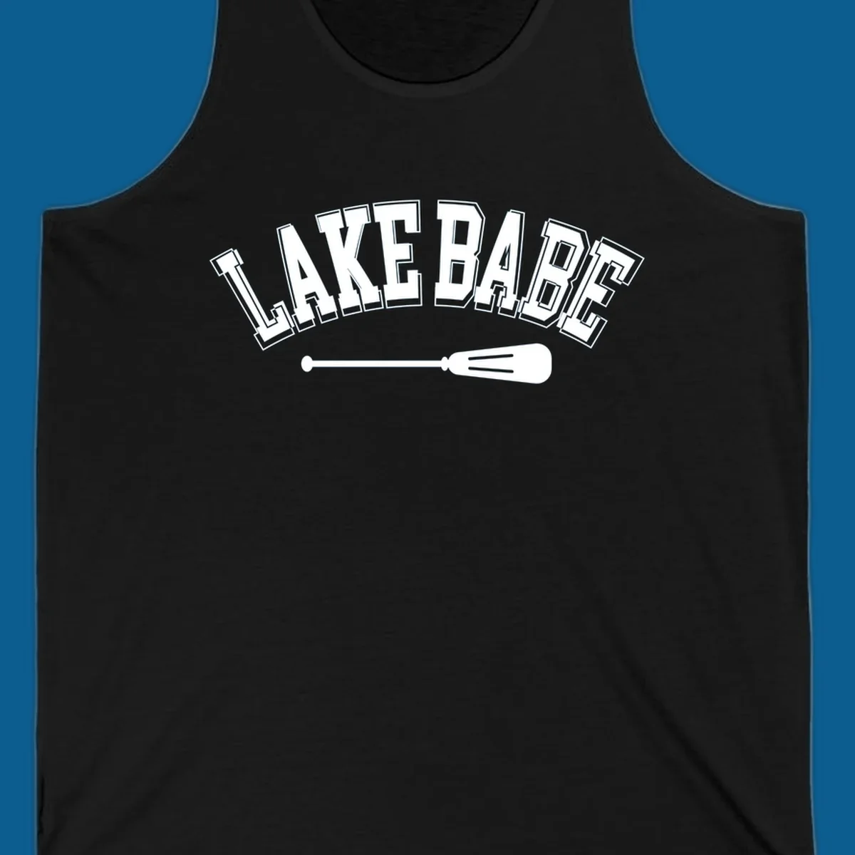 Arched text 'LAKE BABE' with an oar illustration below, representing lake-babe-style.