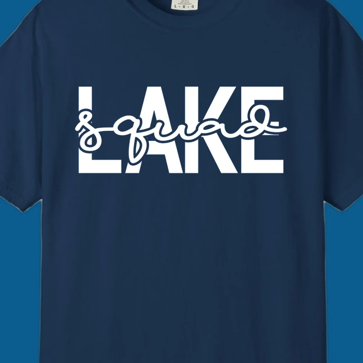 Lake Squad typography design featuring bold LAKE and script squad.