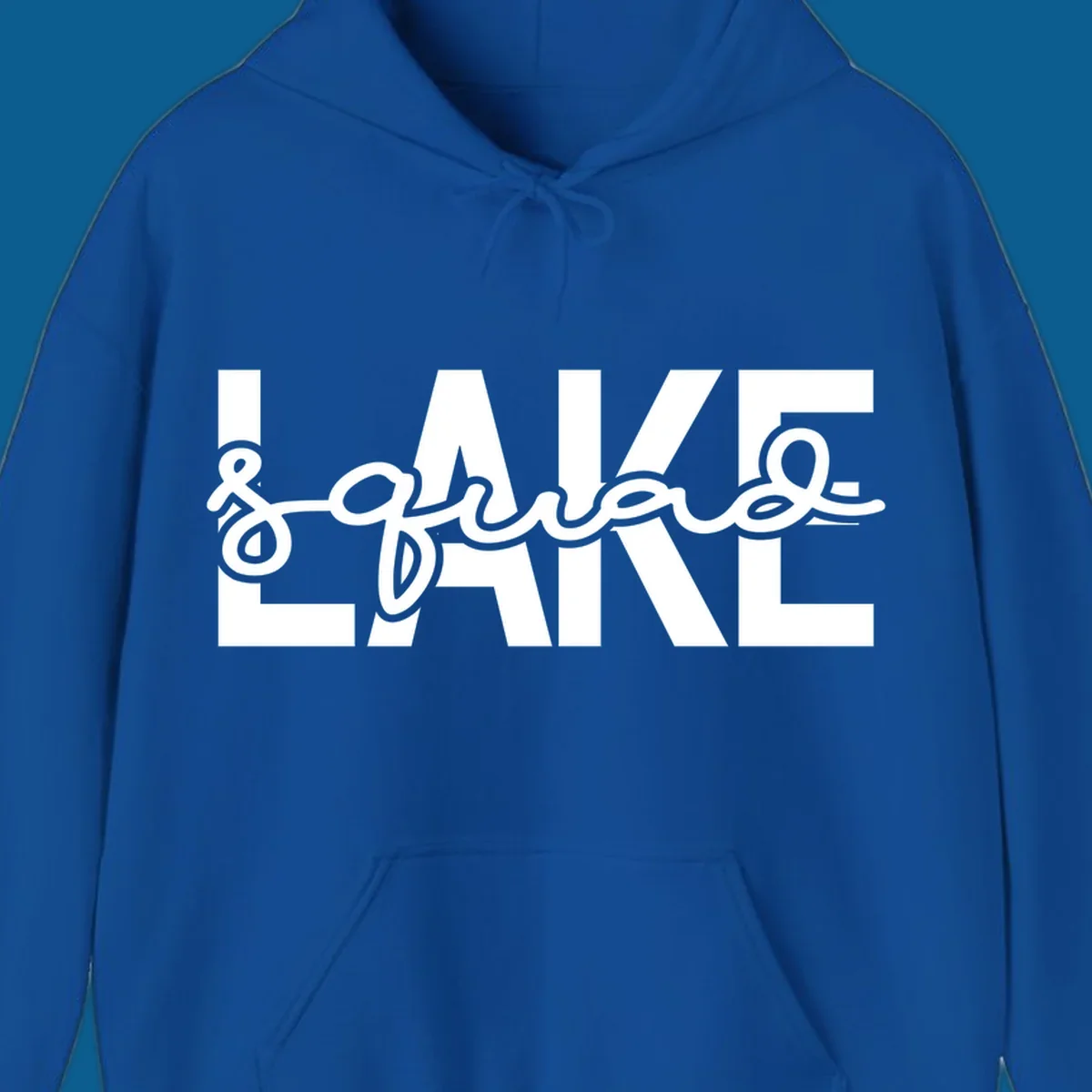 Lake Squad typography design featuring bold LAKE and script squad.