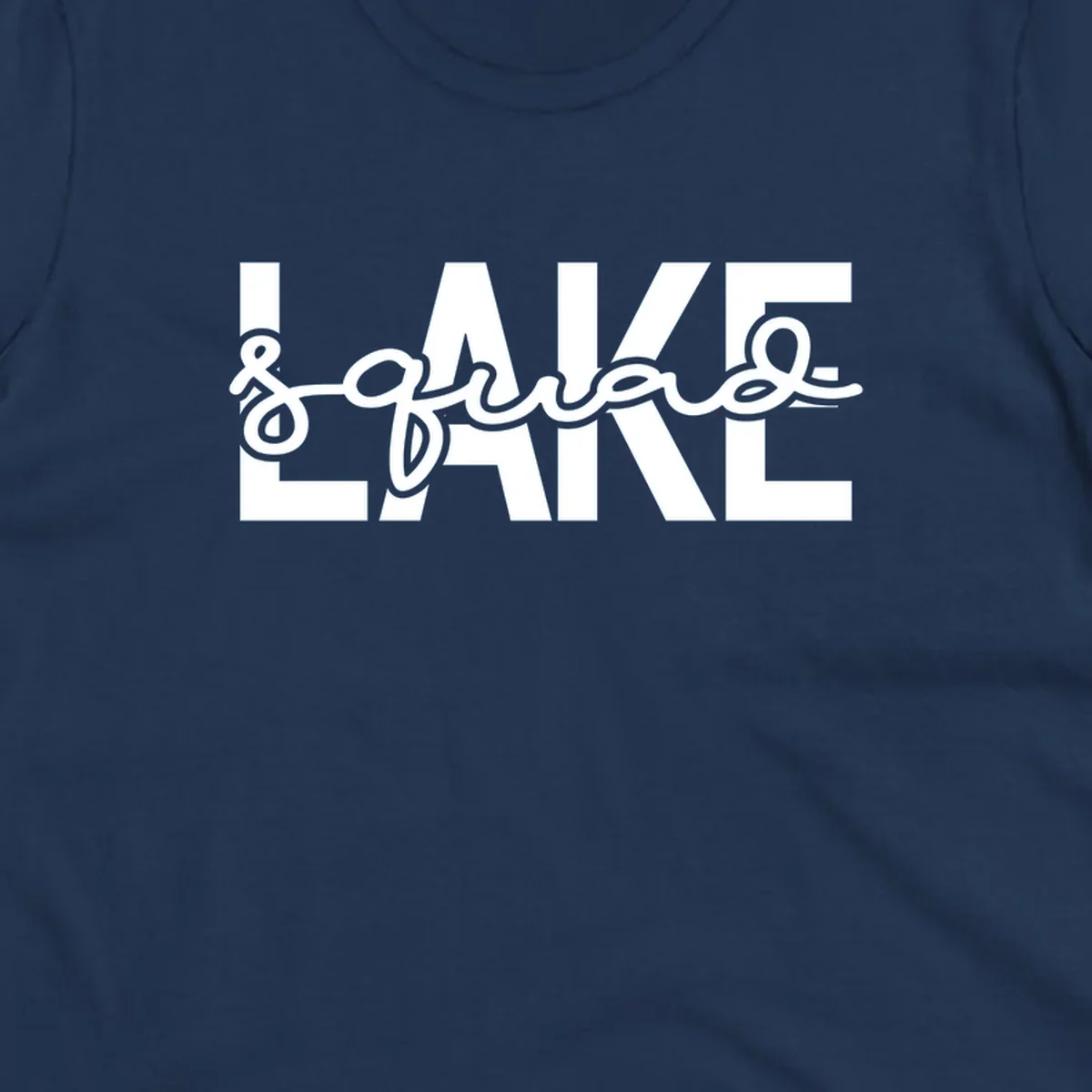 Lake Squad typography design featuring bold LAKE and script squad.