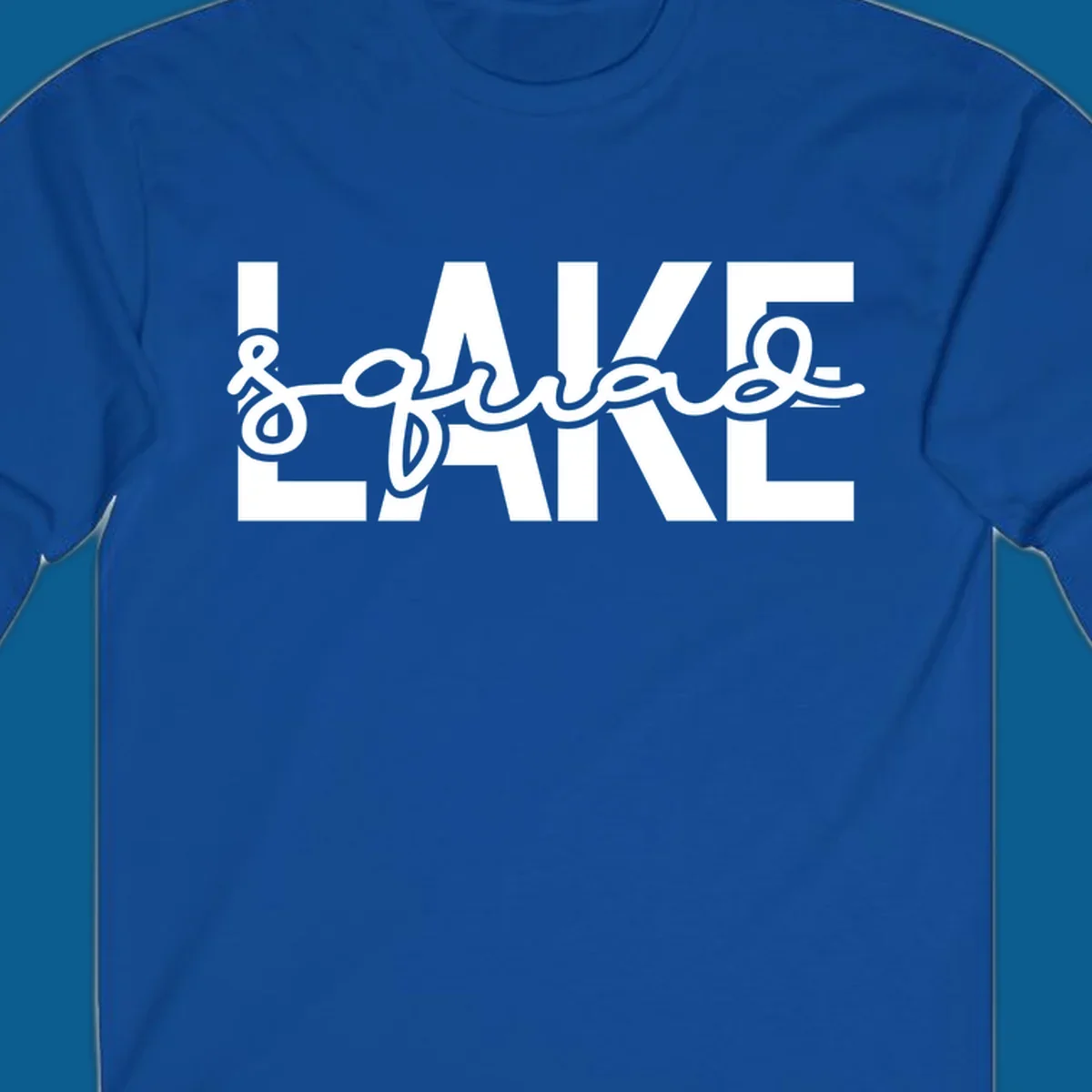 Lake Squad typography design featuring bold LAKE and script squad.