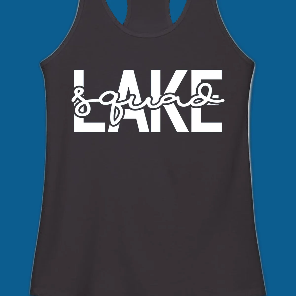 Lake Squad typography design featuring bold LAKE and script squad.