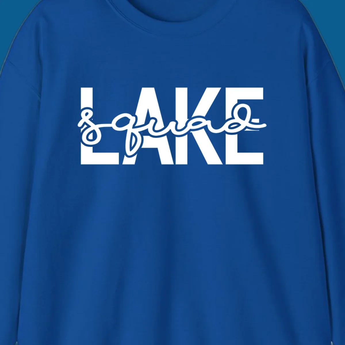 Lake Squad typography design featuring bold LAKE and script squad.