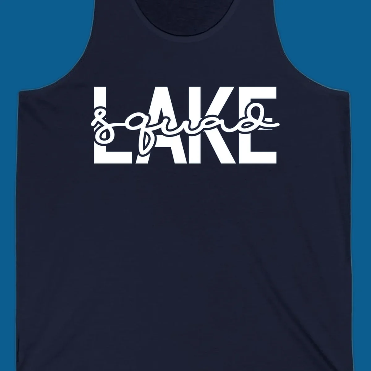 Lake Squad typography design featuring bold LAKE and script squad.
