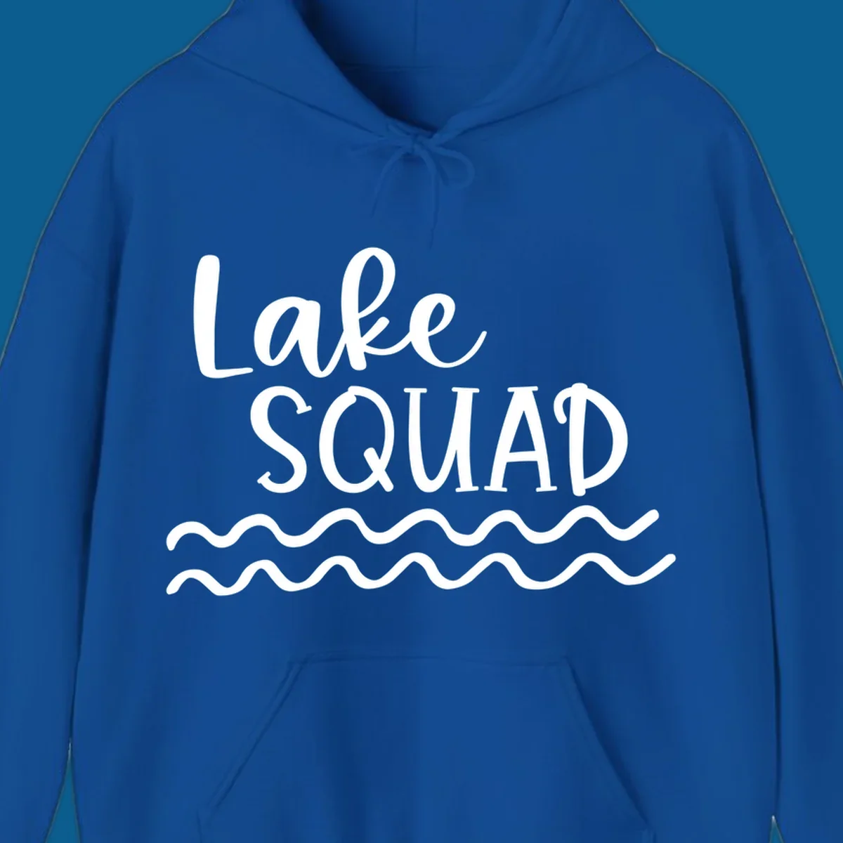 Lake Squad text with wavy water design.