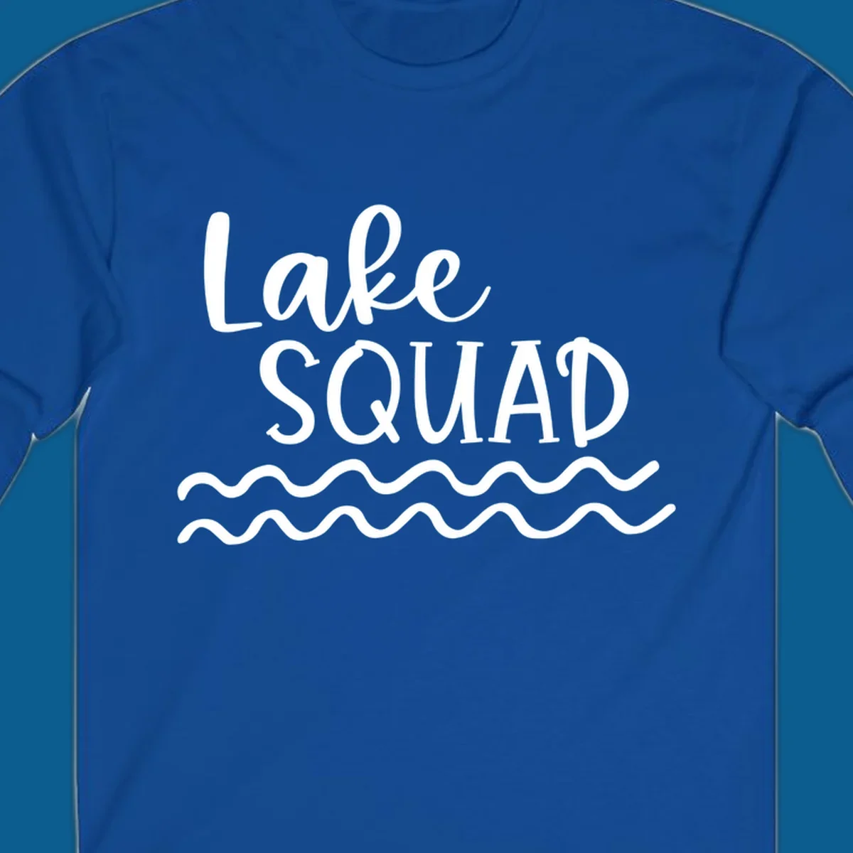 Lake Squad text with wavy water design.