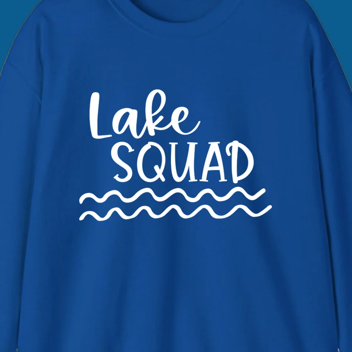 Lake Squad text with wavy water design.