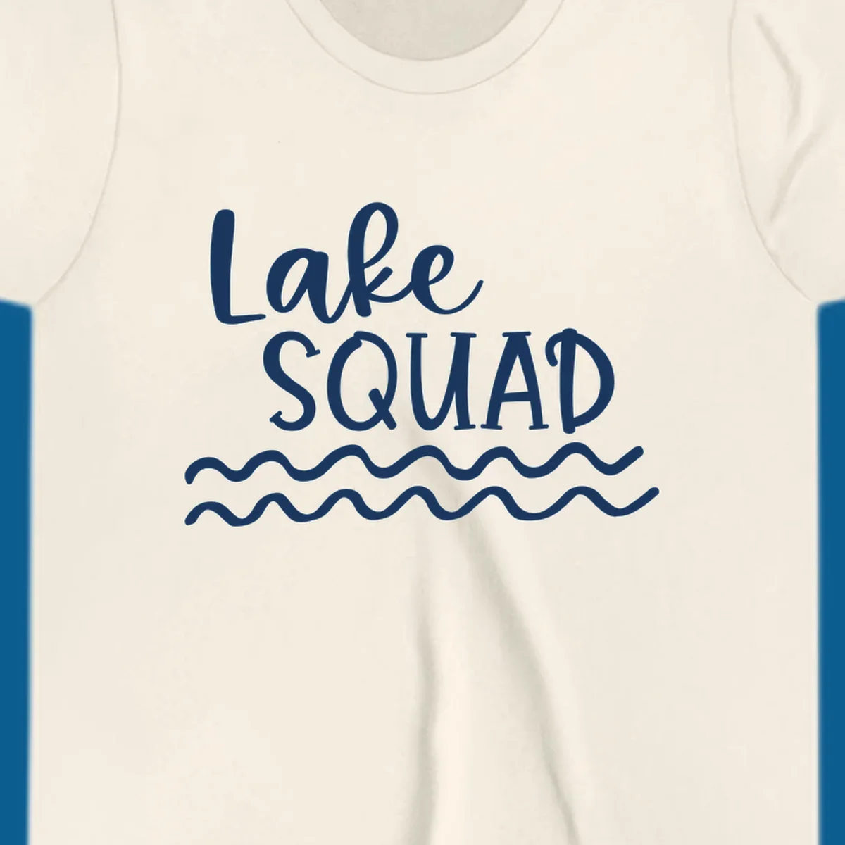 Lake Squad text with wavy water design.
