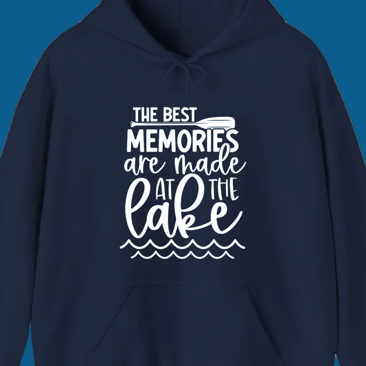 The best memories are made at the lake typography with paddle and waves.