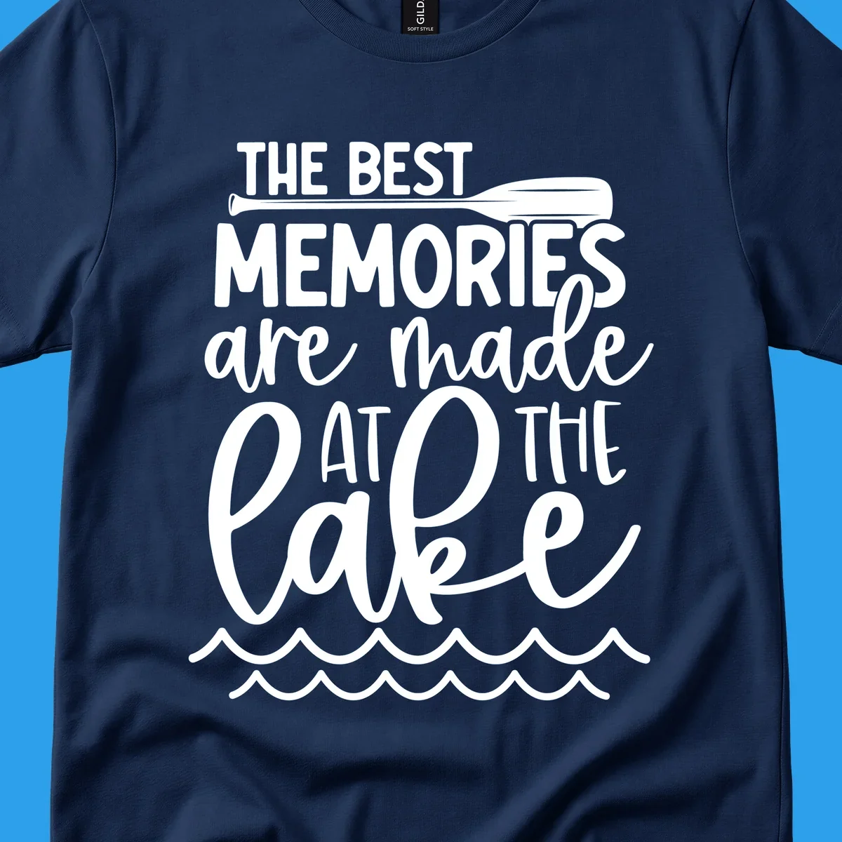 The best memories are made at the lake typography with paddle and waves.