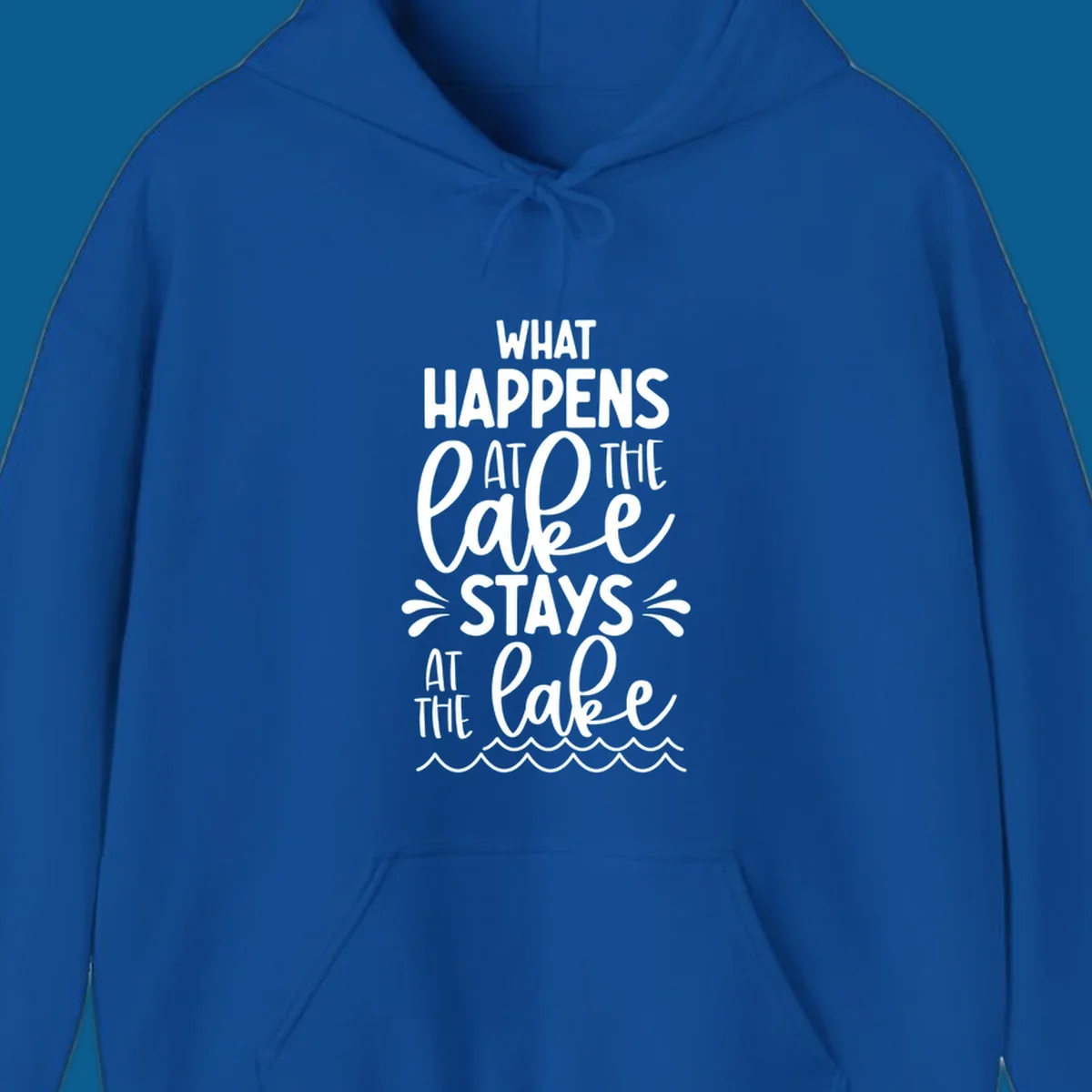 What happens at the lake stays at the lake quote with waves illustration