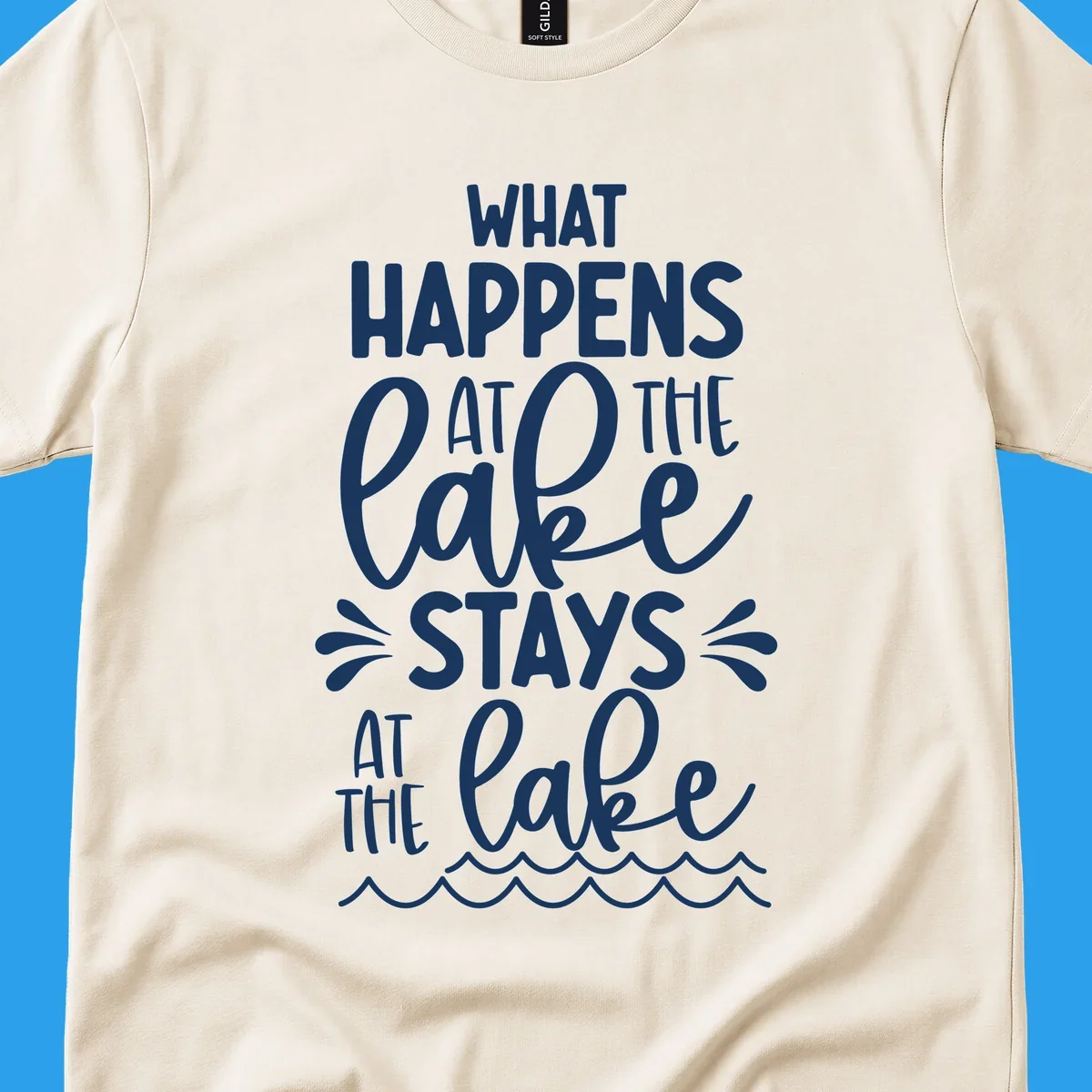 What happens at the lake stays at the lake quote with waves illustration