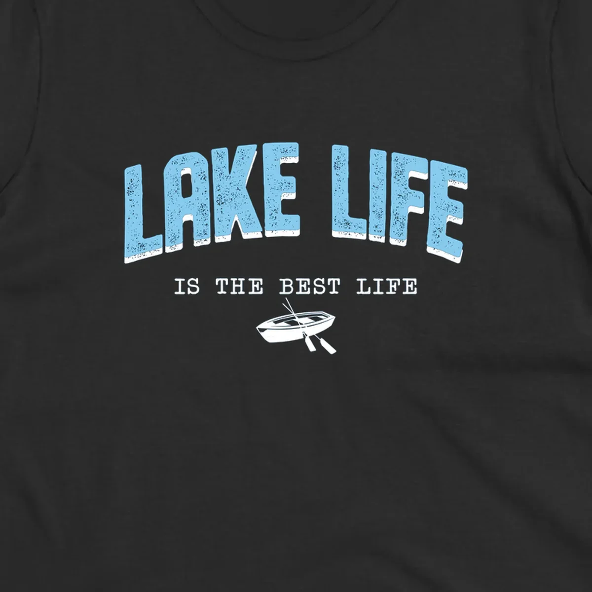 Lake life is the best life text with rowboat illustration