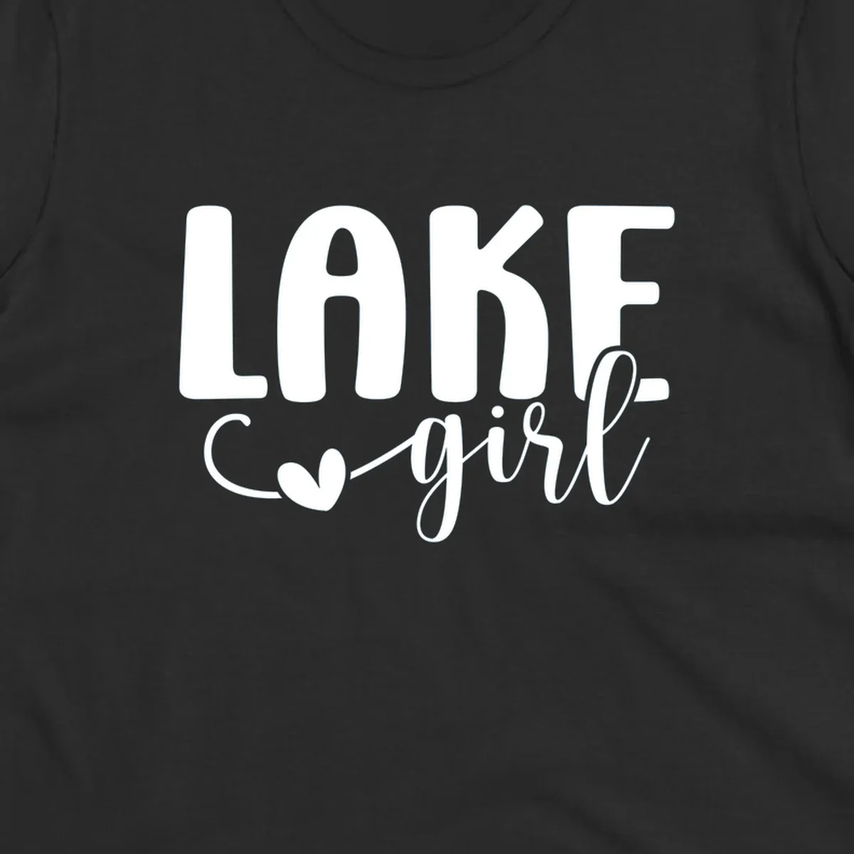 Lake Girl lifestyle design featuring text and a heart icon.