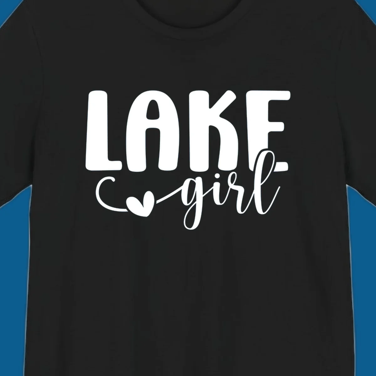 Lake Girl lifestyle design featuring text and a heart icon.
