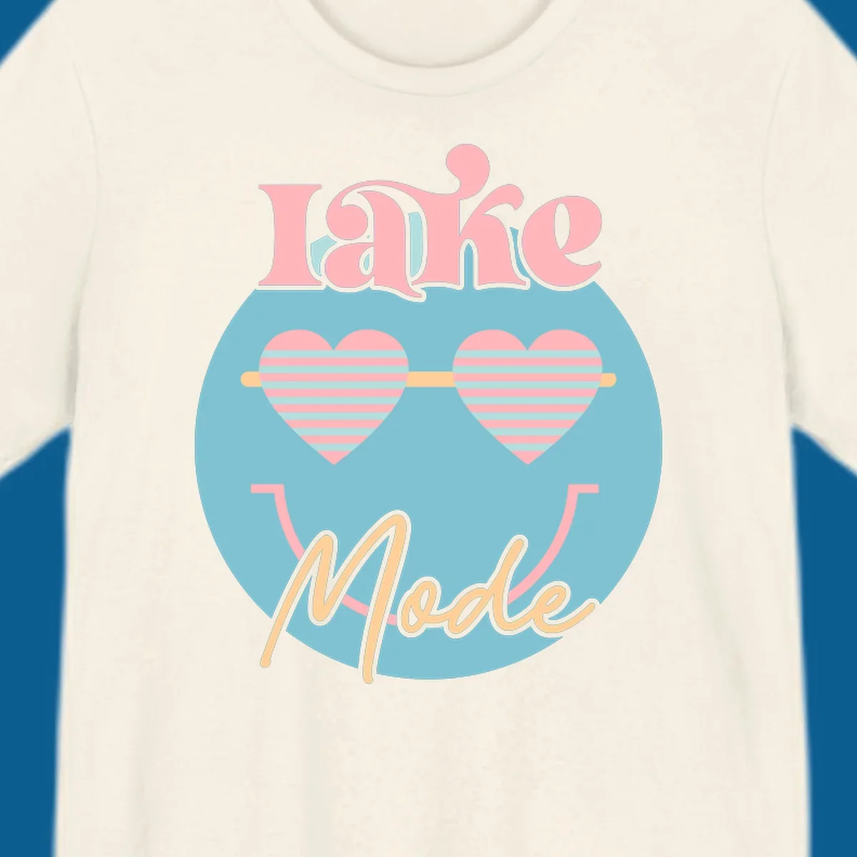 Lake Mode retro smiley face with heart sunglasses graphic