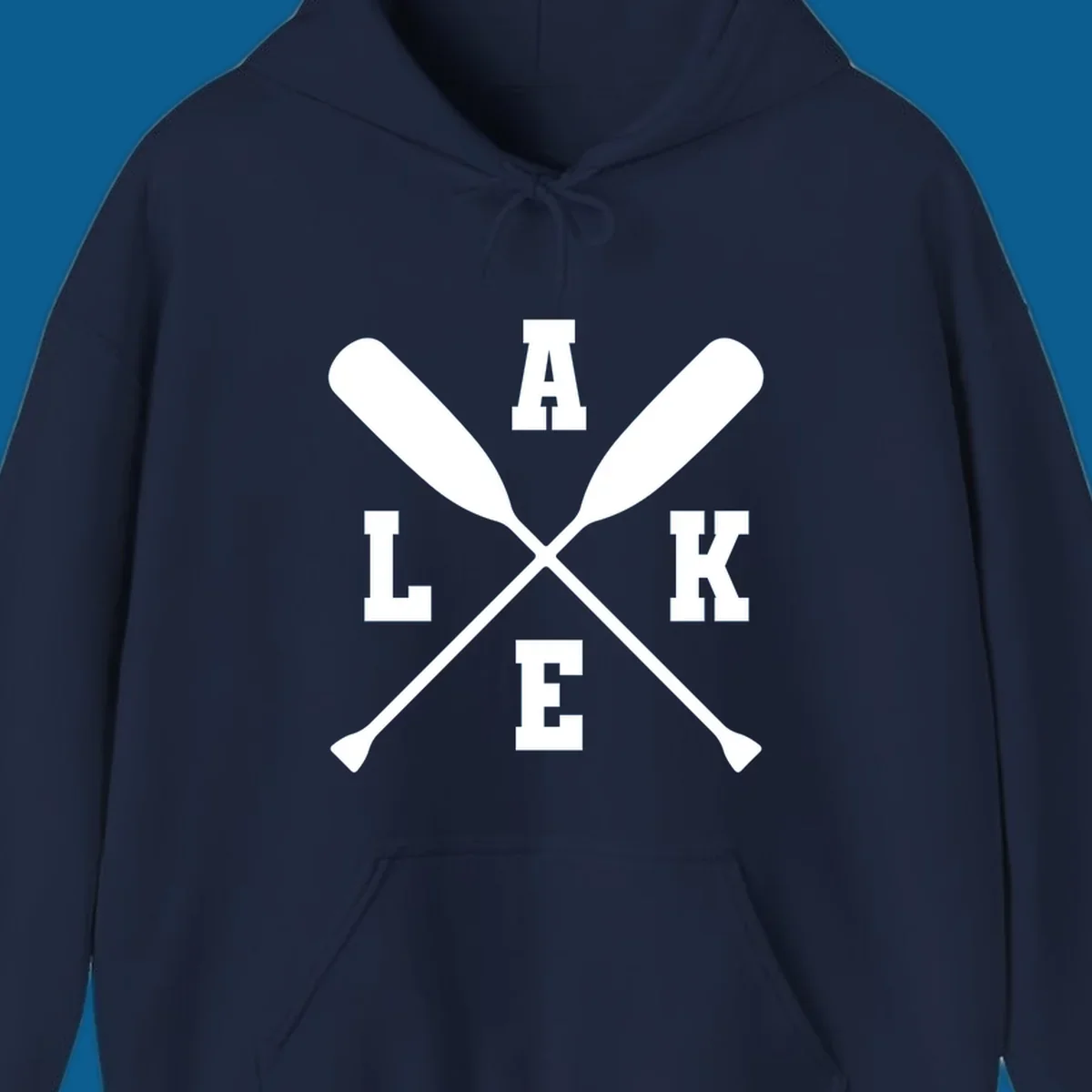 Lake life crossed oars design with the word LAKE.