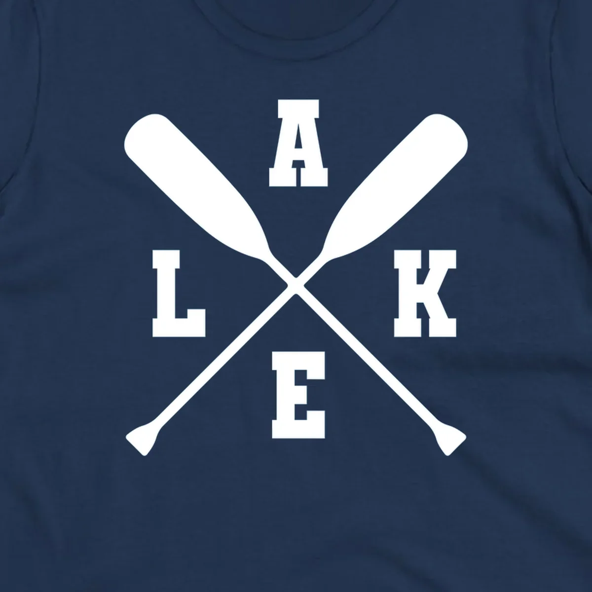 Lake life crossed oars design with the word LAKE.