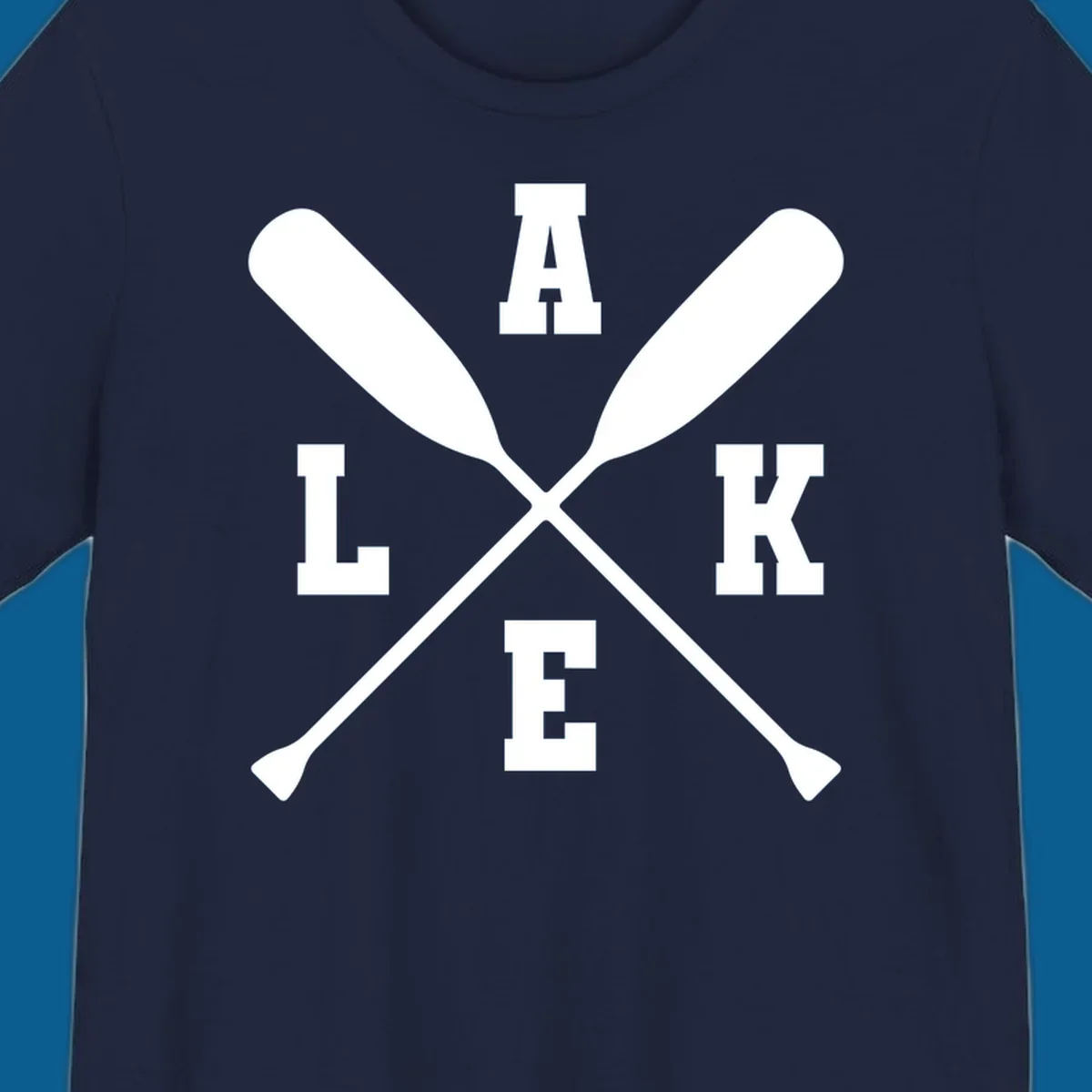 Lake life crossed oars design with the word LAKE.