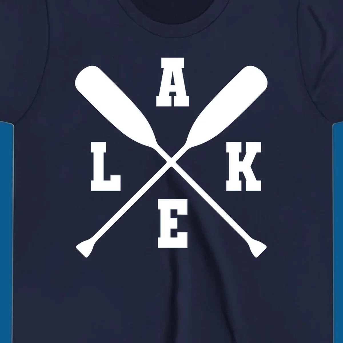 Lake life crossed oars design with the word LAKE.