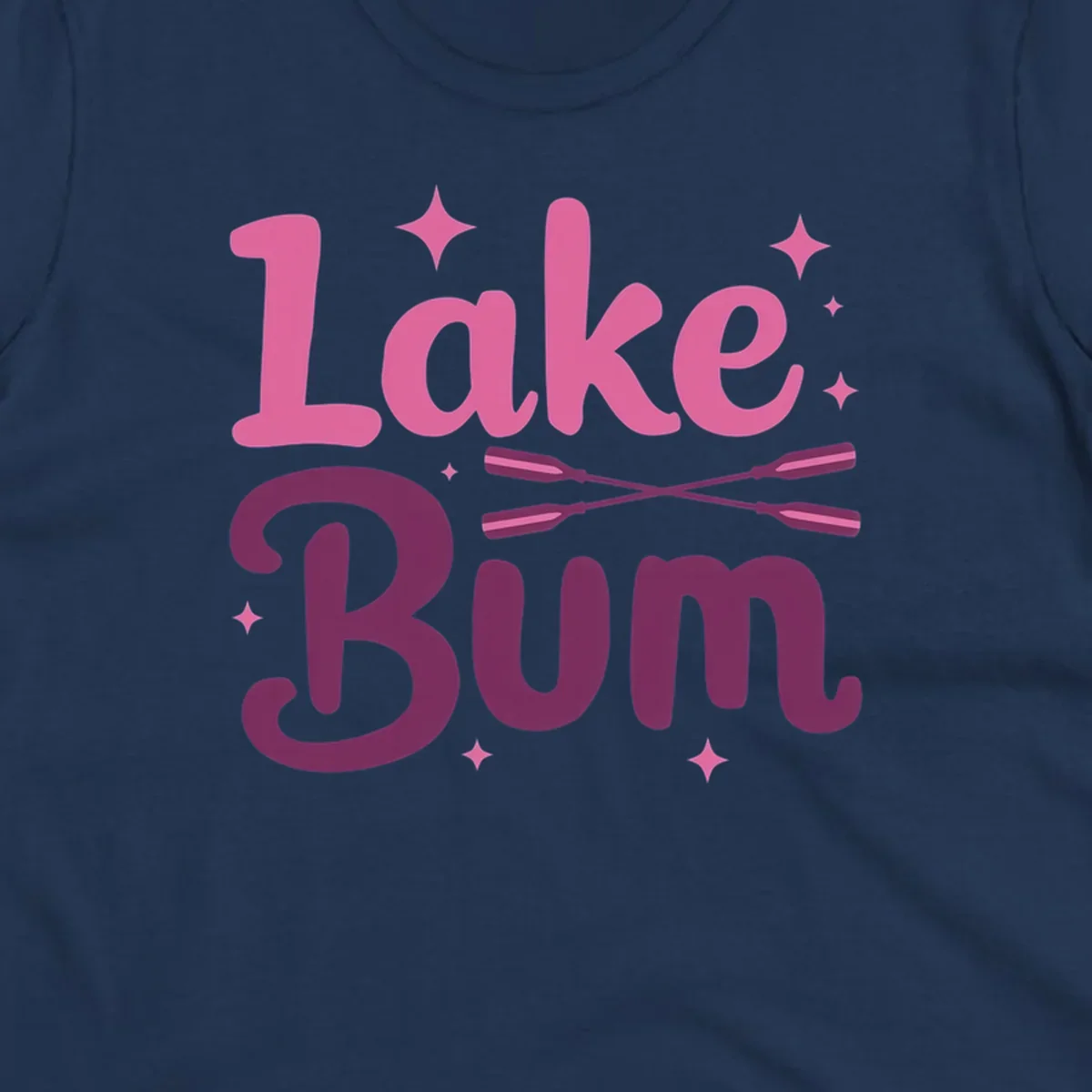 Lake Bum text with crossed oars and stars, lake-bum-lifestyle design