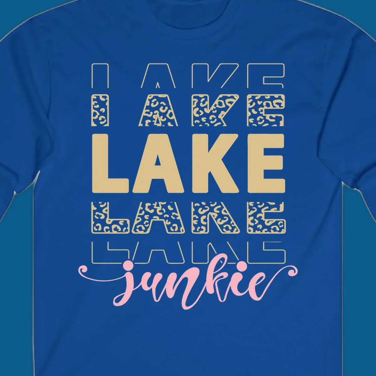Lake Lane Junkie typography design with leopard print accents.