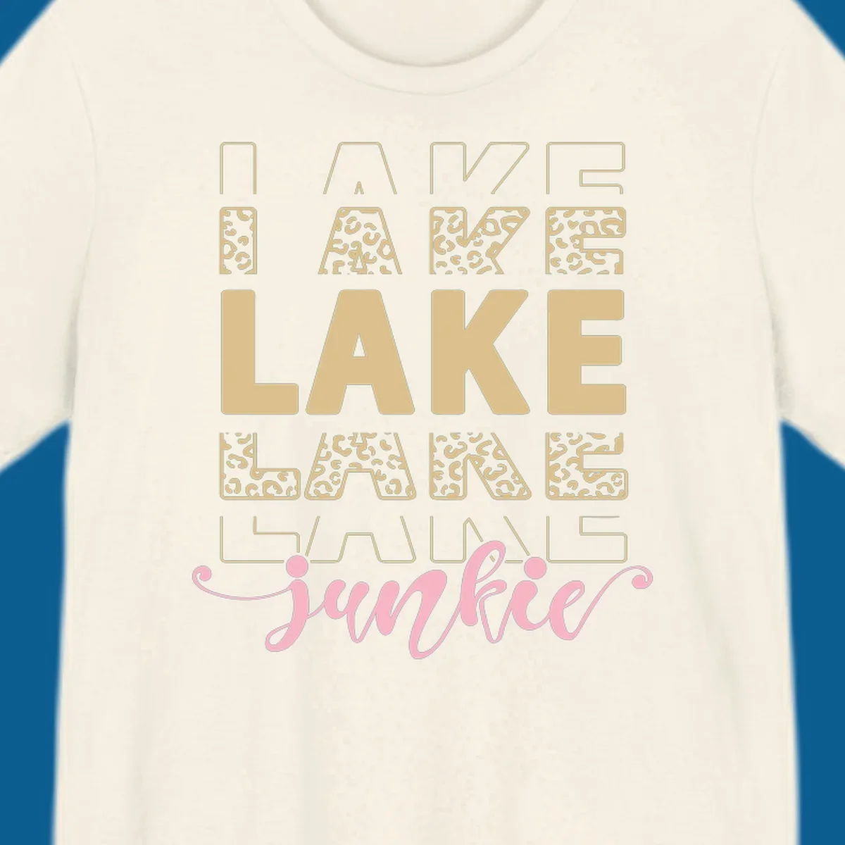 Lake Lane Junkie typography design with leopard print accents.