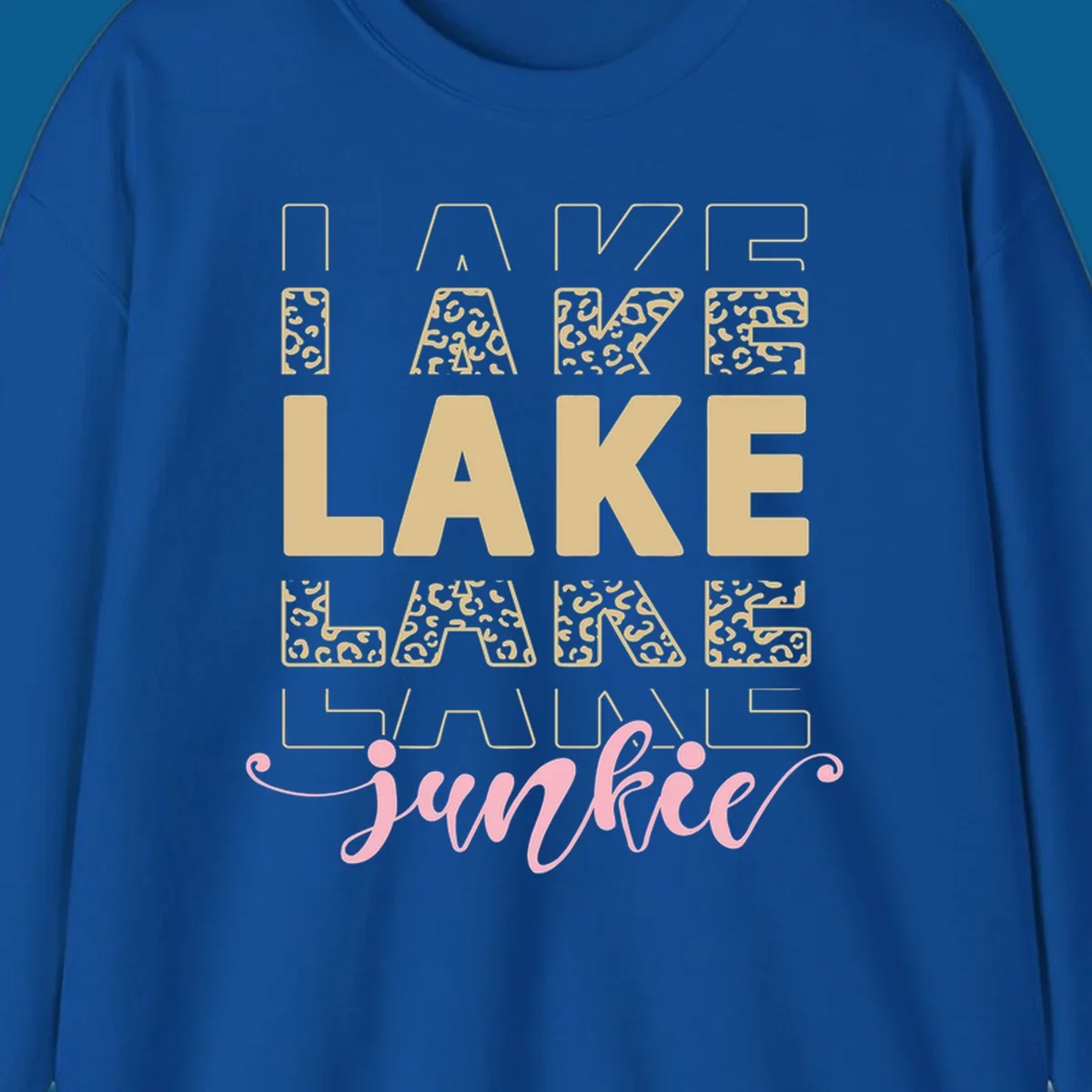 Lake Lane Junkie typography design with leopard print accents.
