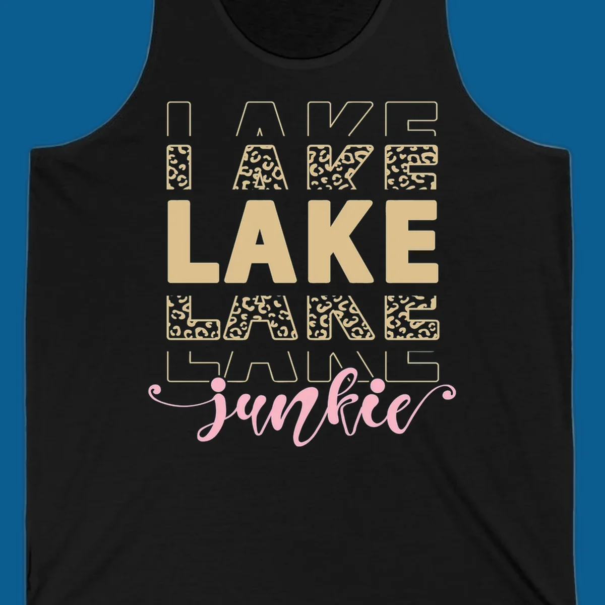 Lake Lane Junkie typography design with leopard print accents.