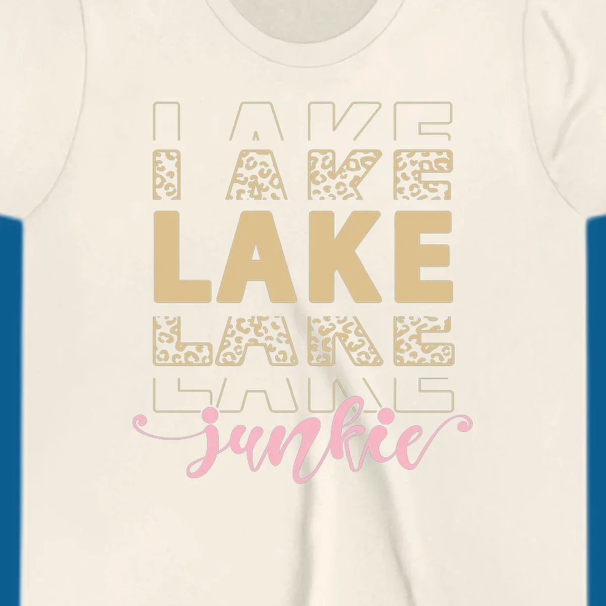 Lake Lane Junkie typography design with leopard print accents.