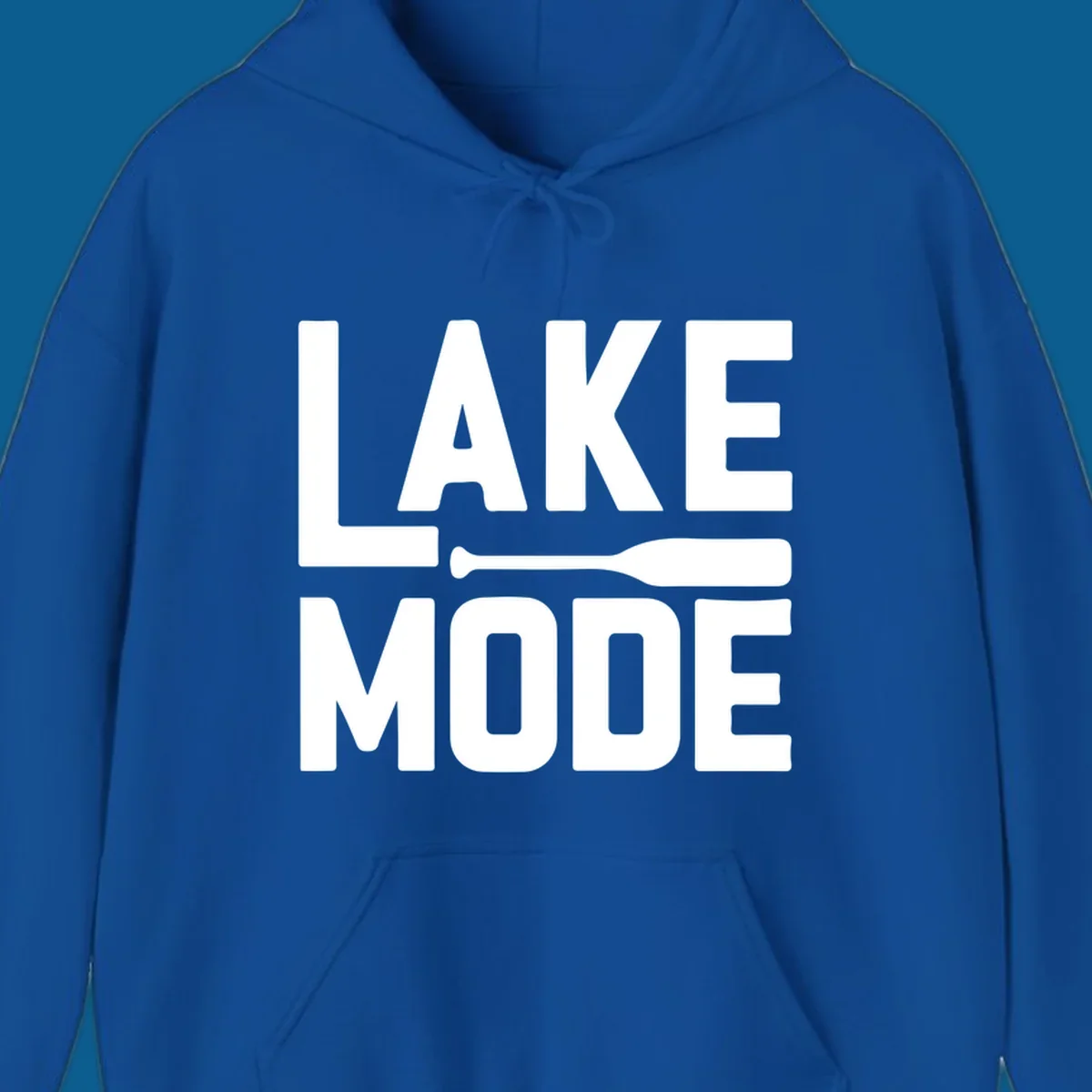 White text and paddle graphic that says LAKE MODE, representing lake-mode-paddle.