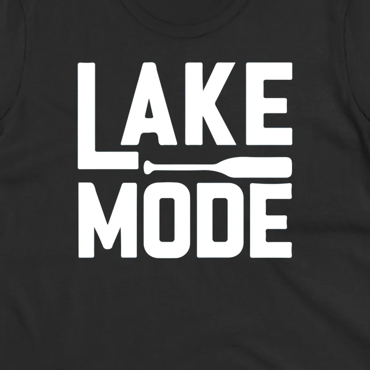 White text and paddle graphic that says LAKE MODE, representing lake-mode-paddle.