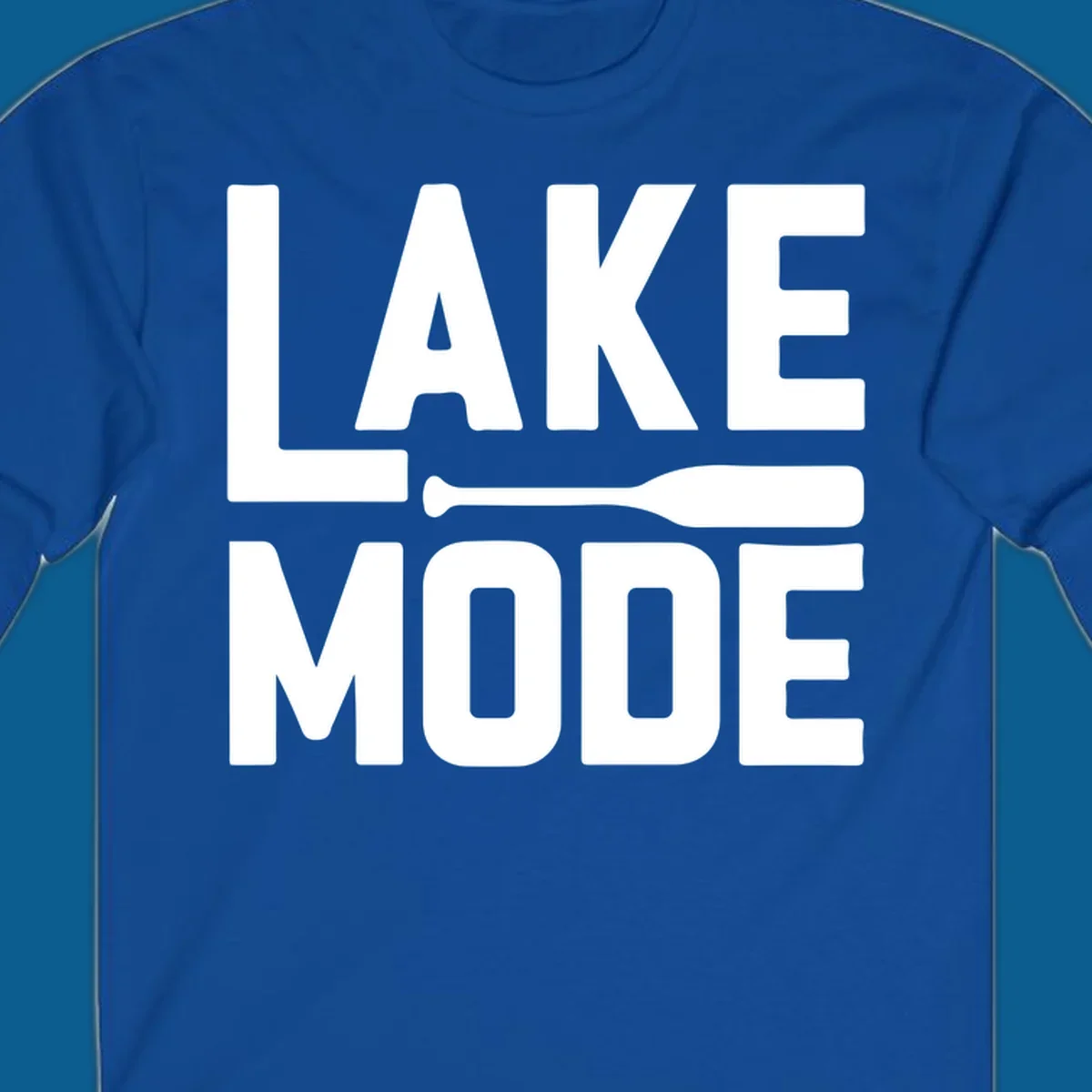 White text and paddle graphic that says LAKE MODE, representing lake-mode-paddle.