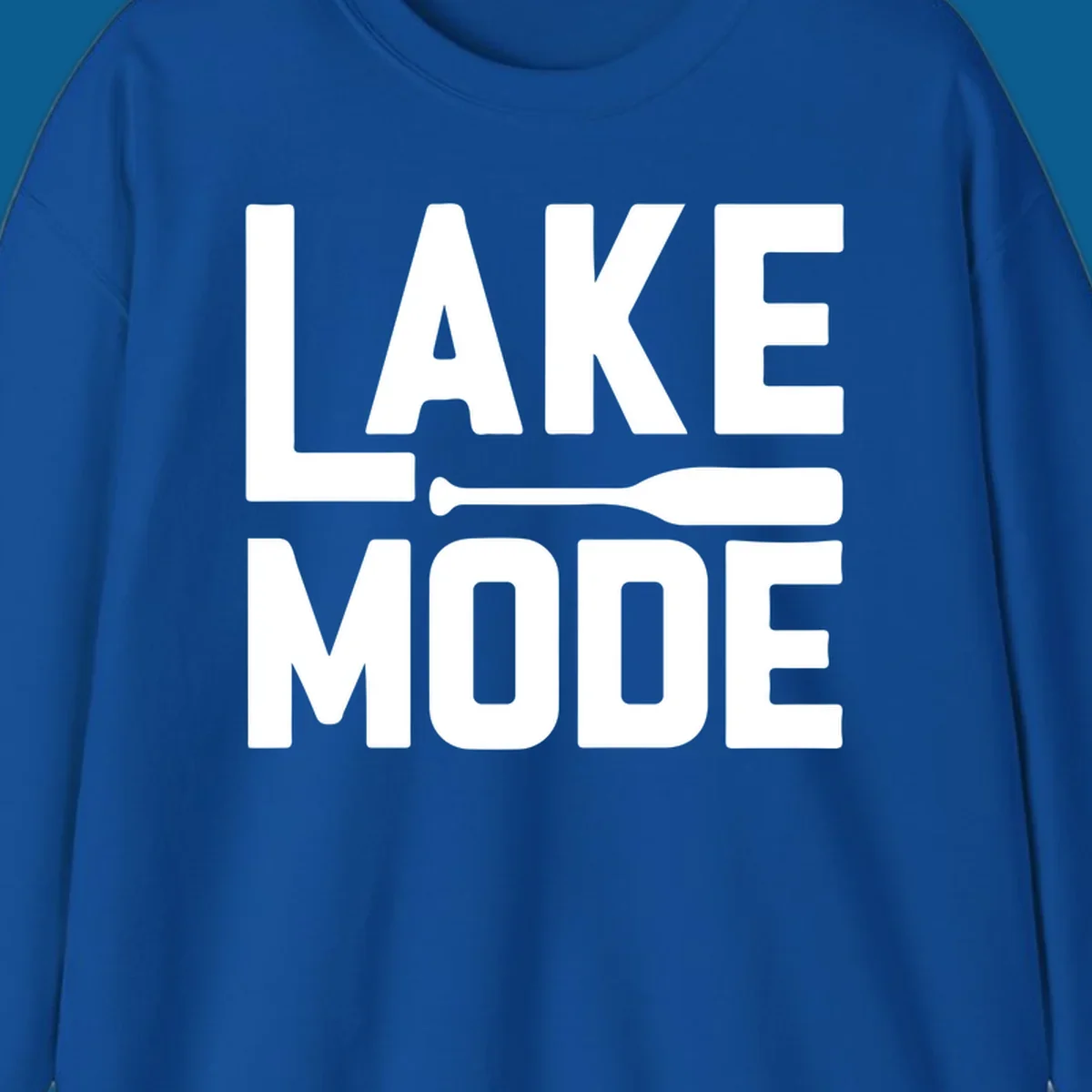White text and paddle graphic that says LAKE MODE, representing lake-mode-paddle.