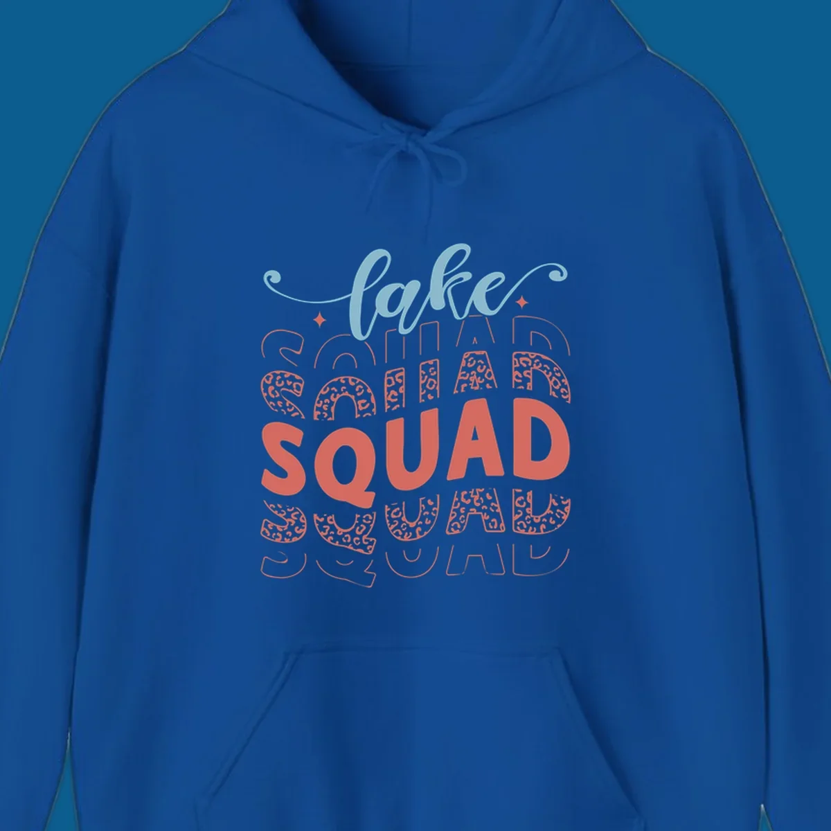 Lake Squad text design with leopard print accents