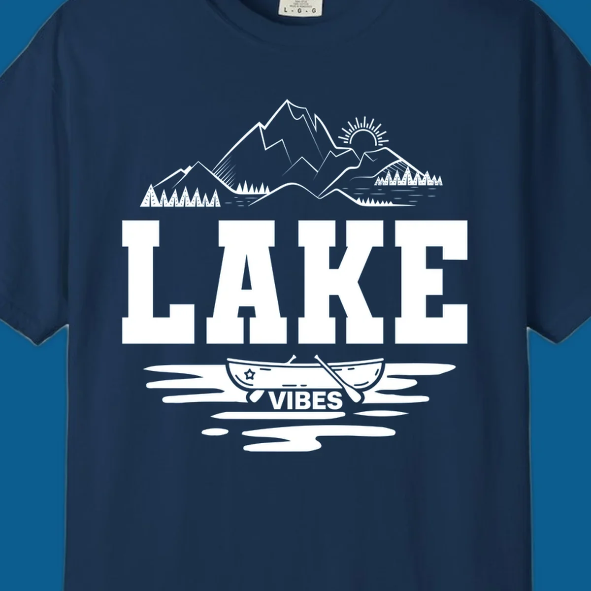 Lake vibes canoe mountain adventure graphic design