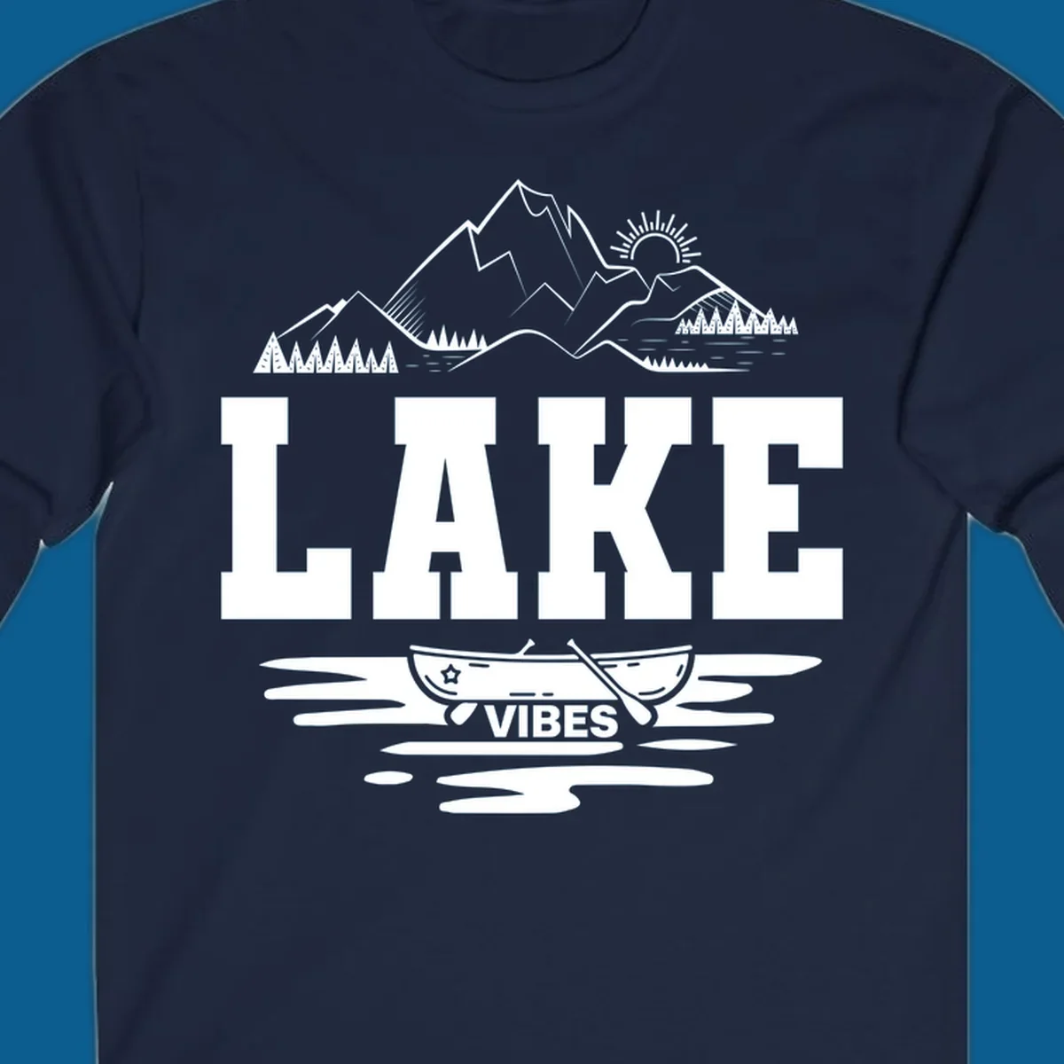 Lake vibes canoe mountain adventure graphic design